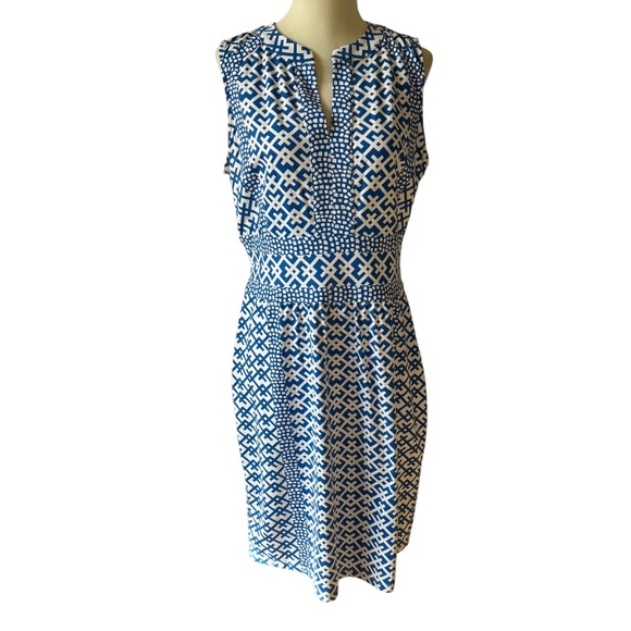 J MCLAUGHLIN LOLA DRESS M AUDIN GEO SHEATH OFFICE SUMMER CHIC FEMININE TIMELESS - Picture 2 of 12